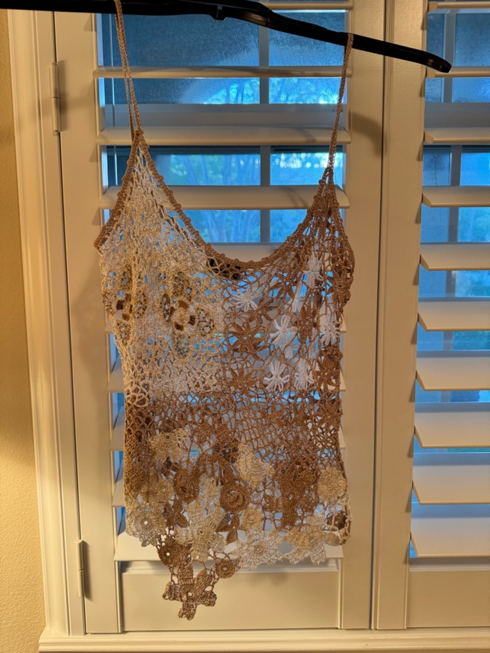 Ungaro Fever Beige and Brown Crochet Camisole